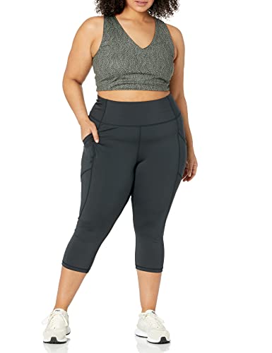 Amazon Essentials Women's Active Sculpt Workout Athleisure High Rise Capri Leggings with Pockets (Available in Plus Size), Multicolor Marble, 5X