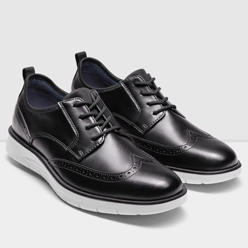 Cestfini Black Mens Dress Shoes Casual Oxford Shoes Dress Sneakers Comfortable Business Wingtip Brogue Office Shoes XXDX003M-RT-US-BLACK-7.5