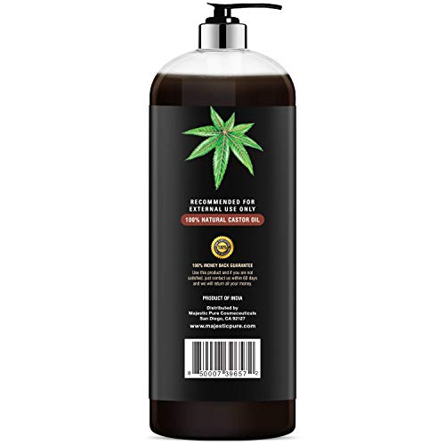 Majestic Pure 100% Pure Rosemary Oil For Hair Growth Infused With Biotin | Hair Strenghtening Treatment | Nourishing & Volumizing | With Jojoba Oil & Castor Oil | Non GMO Verified | 2fl oz