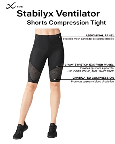 CW-X womens Stabilyx Ventilator Joint Support Compression Shorts, Black, X-Small US