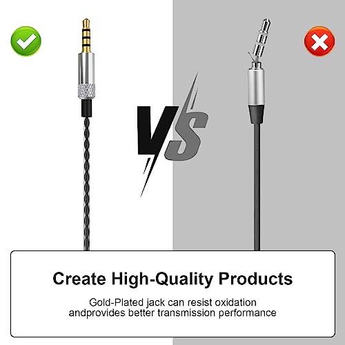 Replacement Audio Cable with Remote Volume & Mic Compatible with Sol Republic Master Tracks HD V8, V10, V12, Sol Republic X3 Headphone, for iPhone Samsung Huawei Android Phone (Black)
