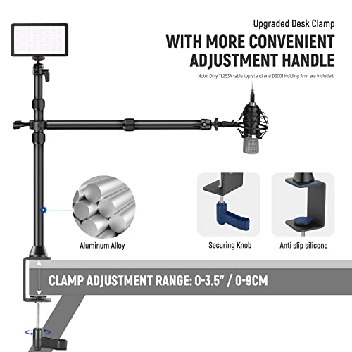 NEEWER TL253A+DS001 Table Camera Tripod with 2 Telescopic Arms, Phone Holder, Ball Heads, Screw Adapter, Table Light Stand for Camera, Mobile Phone, Webcam, Ring Light