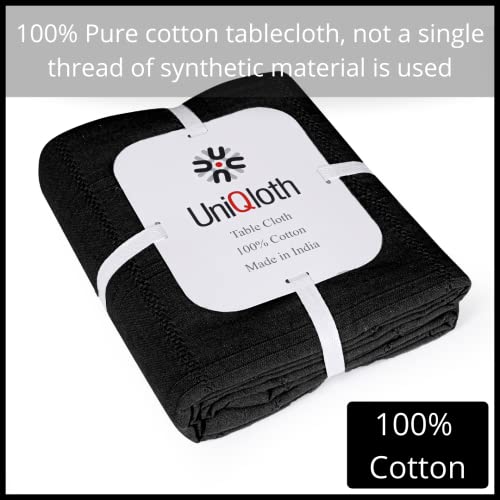 UniQloth Rustic Farmhouse Rectangle Tablecloth Heavy Duty Fabric 100% Cotton - Washable Dining Table Cover - Ideal for Dinner Party Wedding Christmas Holidays Everyday Use Table Linen 52x70 Black