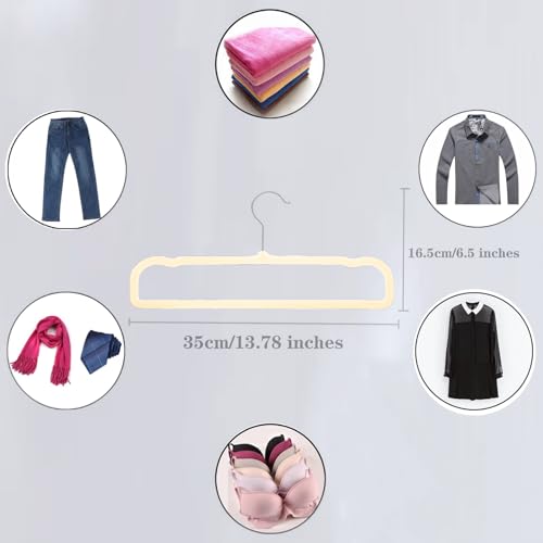 Pants Hangers Non Slip - 20 Pack Velvet Hangers for Closet - Thin Space Saving Clothes Hanger - Strong, Durable, Jean Hangers with 360 Degree Rotatable Hook, Tank Top Hangers for Bra, Shorts (Beige)