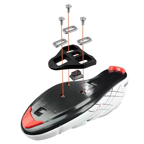 BV Bike Cleats Compatible with Look Delta and Peloton Bike - Adjustable 9 Degree Float System for Ultimate Stability and Power Transfer - Durable Red Metal Cleats for Road and Indoor Cycling Shoes