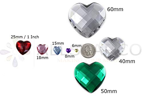 Allstarco 15mm Flat Back Heart Acrylic Rhinestones Plastic Gems Plastic Costume Jewels Embelishments - 40 Pieces (Orange Hyacinth)