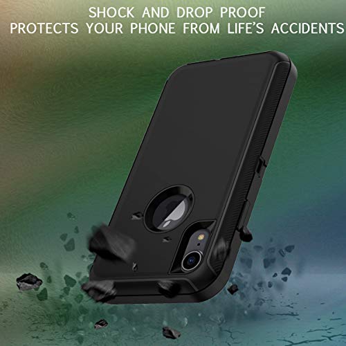 I-HONVA for iPhone XR Case Shockproof Dust/Drop Proof 3-Layer Full Body Protection [Without Screen Protector] Rugged Heavy Duty Cover Case for Apple iPhone XR 6.1-inch,Navy Blue/Green