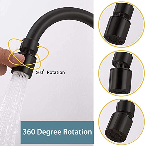 Wall Mount Kitchen Faucet 8 Inch Faucets Matte Black Faucet for Kitchen, with Spray Gun and 2 Water Jet, Swivel 360° spout Wall faucets, Wall mounting Kitchen Faucet