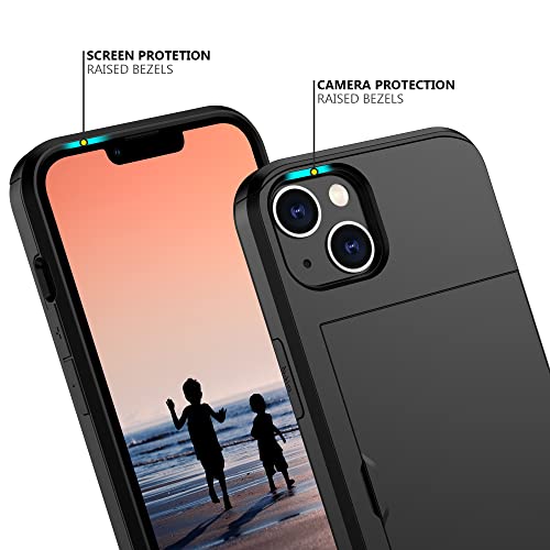 Nvollnoe for iPhone 14 Pro Max Case with Card Holder Heavy Duty Protective Dual Layer Shockproof Hidden Card Slot Slim Wallet Case for iPhone 14 Pro Max for Women&Men(Silver)