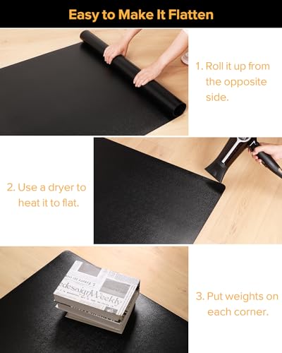 Area Mat, Black PVC Waterproof Heavy Duty Hardwood Floor Mat (28"x 36")