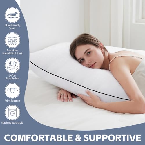 HIMOON Bed Pillows for Sleeping Standard Size Set of 2,Comfortable Hotel Cooling Pillows 2 Pack, Soft & Support