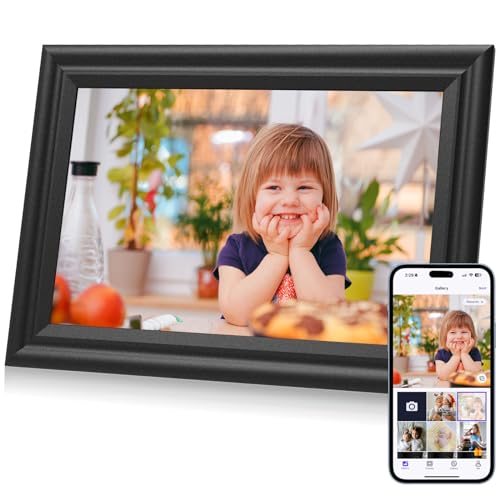 AZXL Digital Picture Frame WiFi 10.1 inch HD 1280x800 Digital Photo Frame Touch Screen IPS Display 16GB Storage Automatic Rotation with iOS and Android Free App for Mom for Grandparents Gift Black