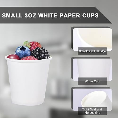 SIUQ 1200 Pack 3 oz Paper Cups, Small Disposable Bathroom Mouthwash Cups, Espresso Cups,Mini White Paper Cups 3 Ounce for Parties, Bathroom, Picnics, Travel and Events