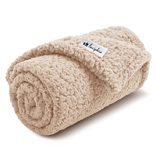 Luciphia Premium Fleece Dog Puppy Blanket Soft Pet Sherpa Calming Cat Blanket Throw for Small Medium Dog Cat(Beige,30x20 inches)