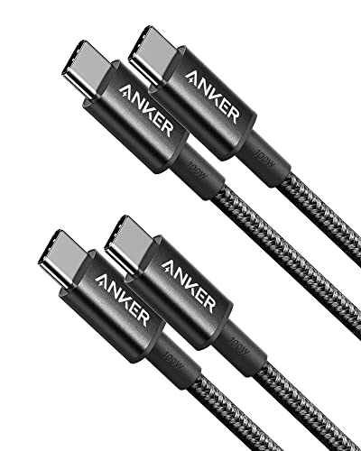 Anker USB C Charger Cable (6ft 100W, 2Pack), USB 2.0 Type C Charger Fast Charging for iPhone 15 / 15Pro / 15Plus / 15ProMax MacBook Pro 2020, iPad Pro 2020, iPad Air 4, Samsung Galaxy S23+/S23 Ultra