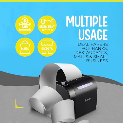 FHS 3 1/8” X 230’ Thermal Paper for Receipts - 32 Rolls of Receipt Paper Compatible with Wide Range of POS Systems for Small Business – Use as Receipt Paper, Cash Registers Printer, ATM Machine