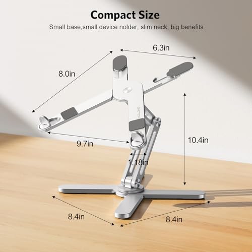 OMOTON 360 Rotating Laptop Stand Riser for Desk, Ergonomic Foldable Computer Stand Adjustable Height Angles for Collaborative Work, Easy Storage Fit Macbooks,All Laptops up to 16 inches, Silver