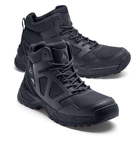 Shoes for Crews Defender Mid, Men's, Women's, Unisex Soft Toe (ST) Work Shoes, Slip Resistant, Water Resistant, Black, Men's 10 / Women's 11.5