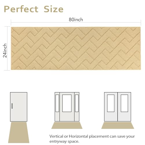 hicorfe Hallway Runner Rug,2ft x3ft Small Non Slip Rubber Bakcing Area Rug,Front Back Door Mat Washable Inside Floor Runner Mat for Entryway,Kitchen,Laundry,Patio,Bedroom(Navy Blue)