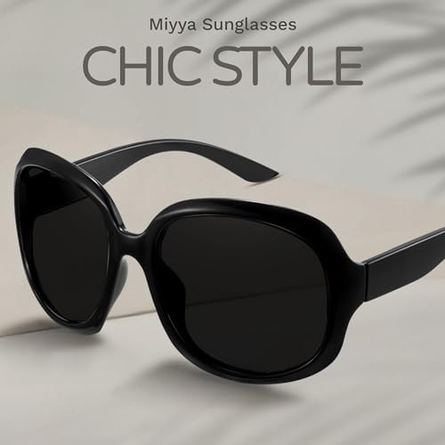 miyya Bug Eye Oversized Polarized Sunglasses Womens, Trendy Retro Sun Glasses for Women 2024, Oversized UV Protection Shades