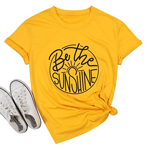 Sunshine Shirts for Women Be The Sunshine Shirt Cute Sunshine Graphic Tee Funny Letter Print Tee T Shirt