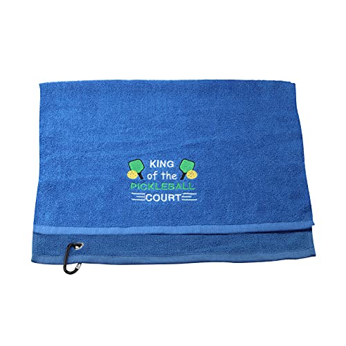 Pickleball Towel King/Queen of The Pickleball Court Embroidered Sports Teem Hand Towel Gift for Pickleball Player (King Towel)