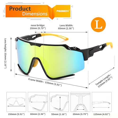 FEISEDY Polarized Sports Sunglasses for Men Women, Baseball Cycling Fishing Sunglasses UV400 Protection B0134