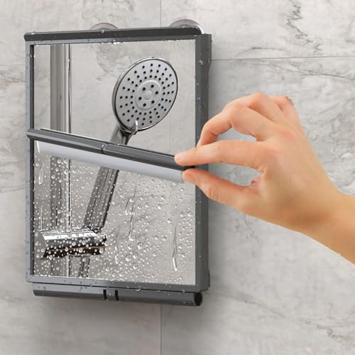 ToiletTree Products Travel Shaving Mirror for Shower Fogless with Squeegee and Travel Bag