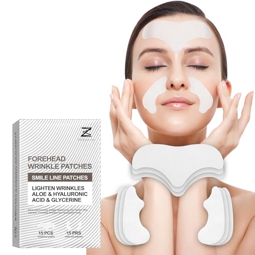 ZMbeauty Forehead Wrinkle Patches, 15 Prs Anti Wrinkle Facial Patches to Smile Line, Forehead and Mouth, Lift Lines Treatment with Collagen, Centella Asiatica for Women & Men