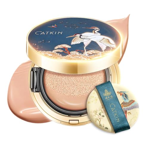 CATKIN Panda Land Full Coverage Cushion Fondation, Breathable Hydrating Nourishing Poreless Face Makeup Save for Sensitive Skin,Sheer Finish (C03 Medium Beige)