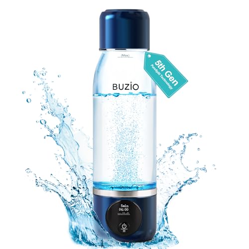 Hydrogen Water Bottle, BUZIO 3000ppb Hydrogen Water Bottle Generator Machine with Gen5 Technology Real Pure Hydrogen Concentration Alkaline Water bottle for Fitness, with Dupont Membrane, OLED Display