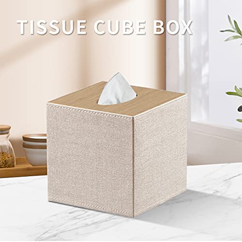 Square Tissue Box Cove,Cut Leather Tissues Cube Box Holder,Modern Facial Paper Organizer Storgage,Box Tissue Dispenser Decor Accessories for Bathroom Counter,NightStand,Coffee table,desk,Home,Office