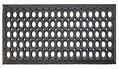 Ottomanson Indoor/Outdoor Hose-Wash Holes Design Non-Slip Rubber 10" x 30" Modern Stair Treads for Stairs, Garage, Patio, 5 Pack, Black Holes