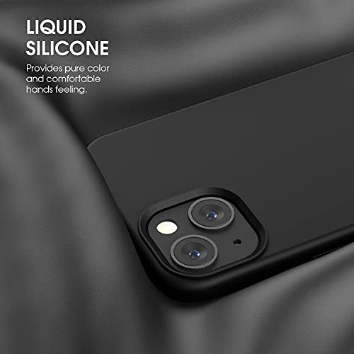 ABITKU Compatible with iPhone 13 Case 2021, Liquid Silicone Soft Gel Rubber 3 Layers Full Coverage Body [with Screen & Camera Protection] Shockproof Drop Case Cover 6.1 inch (Black)