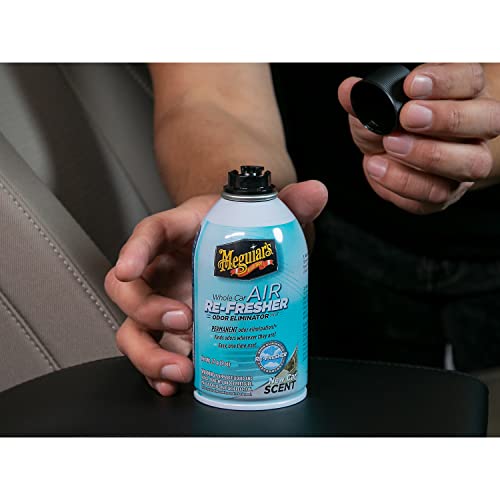 Meguiar's Whole Car Air Re-Fresher Odor Eliminator Mist - New Car Scent - Revitalize Your Car This Holiday Season and Permanently Remove Lingering Odors, 2 Oz Aerosol