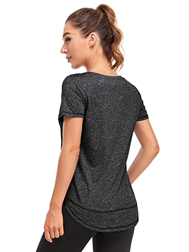 Abrooical Dry Fit Tshirts for Women Relaxed-Fit Short Sleeve Crewneck Workout Yoga Training Tops Print 01 Medium