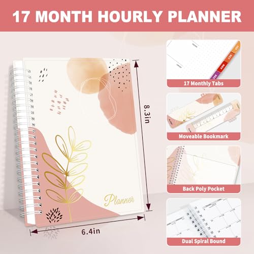 SUNEE Academic Planner 2024-2025, 17 Month Appointment Book 6.4"x8.3", Hourly, Weekly & Monthly - from August 2024 - December 2025, Flexible Cover, Note Page, Pocket, Bookmark, Black