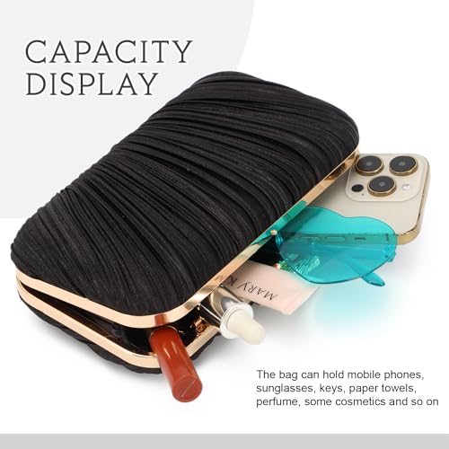 Freie Liebe Clutch Purses for Women Evening Bag Pleated Clutch Bag with Chain for Wedding Party
