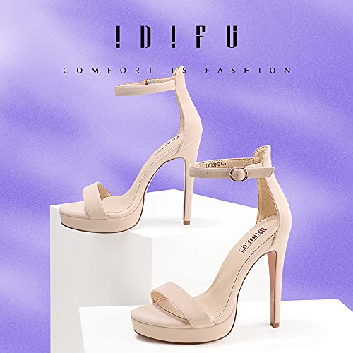 IDIFU Women's Stiletto High Heel Sandals Platform Open Toe Ankle Strap Dress Shoes for Women Bride Ladies in Wedding Bridal Party Homecoming (Black Pu, 10 M US)