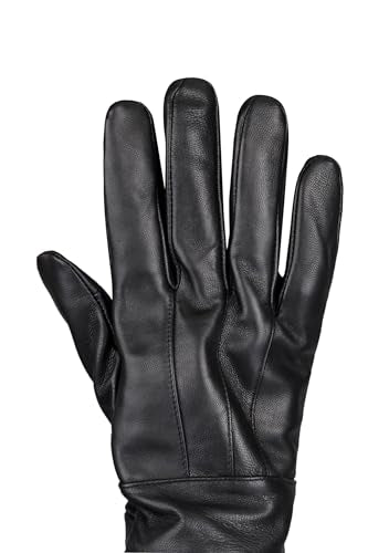 Dockers Men's Leather Gloves with Smartphone Touchscreen Compatibility, Black Cuffed, Medium