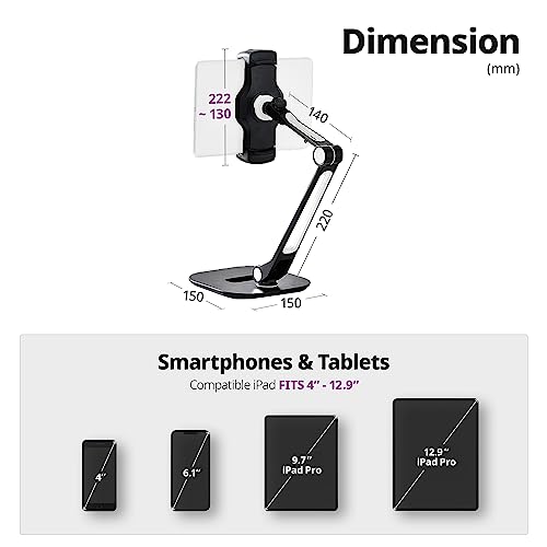 iRing Smart Mount, Tablet Mount & Cell Phone Holder Stand (Long Arm/Stand Base (Black))