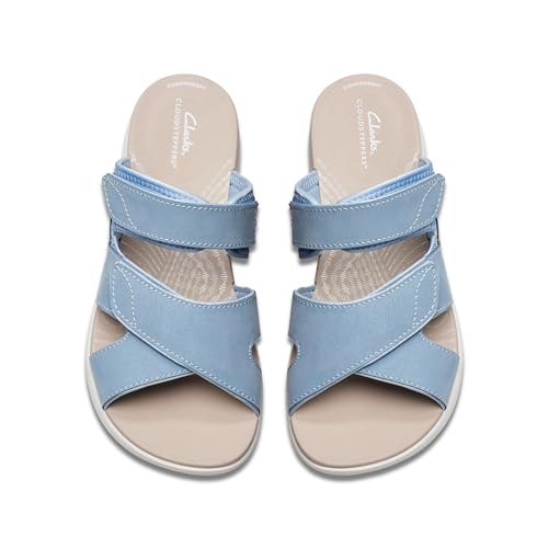 Clarks Women's Mira Ease Slide Sandal, Grey Textile, 8