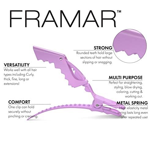 FRAMAR Pastel Alligator Hair Clips 10 Pack - Professional Styling Clips for Hair, Salon Quality Plastic Alligator Clips