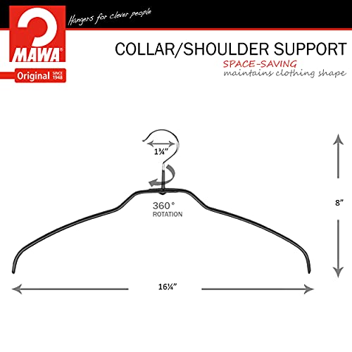 Mawa Reston Lloyd Silhouette Ultra-Thin Series, Non-Slip Space Saving Shirt Hanger, Style 42/FT, Pack of 4, Black