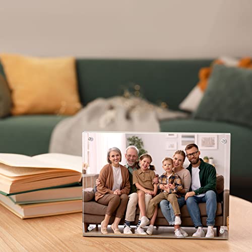 Acrylic Frame, SYNTRIFIC 3.5x5 Inch Acrylic Picture Frame 3 Pack Horizontal Magnet Double Sided Photo Frame with Microfiber Cloth, 10+10MM Thickness Clear Picture Frame Desktop Acrylic Photo Frame