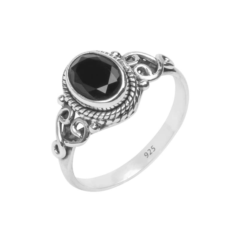 Black Tourmaline Stone Ring 925 Sterling Silver Statement Ring For Women Handmade Rings Gemstone Christmas Promise Ring Size US 6 Gift For Her