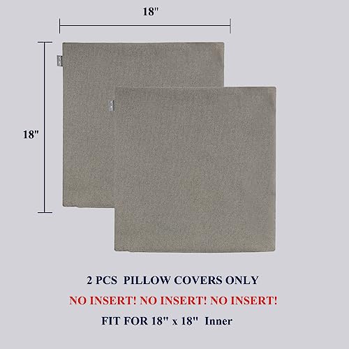 FUNHOME Outdoor Pillow Covers for Patio Furniture, No Insert! Pack of 2 Square Throw Pillow Covers, Decorative Modern Cushion Cases for Sofa Patio Couch Decoration 18 x 18 Inch-Beige(Covers Only)