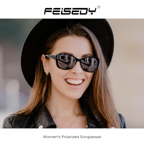 FEISEDY Polarized Women Sunglasses Retro Shades Photochromic Lens Sparkling Crystal Sunglasses UV400 Protection B0144