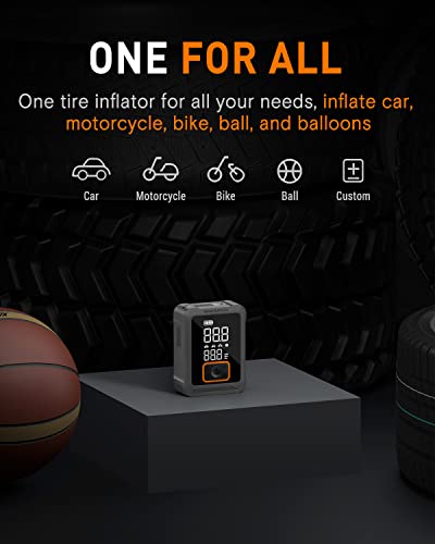OAK & IRON Battery Tire Inflator 1 Min Fast Inflation Portable Air Compressor 150PSl Cordless Tire Pump with LED Screen for Cars, Bikes, Motorcycles, and Balls