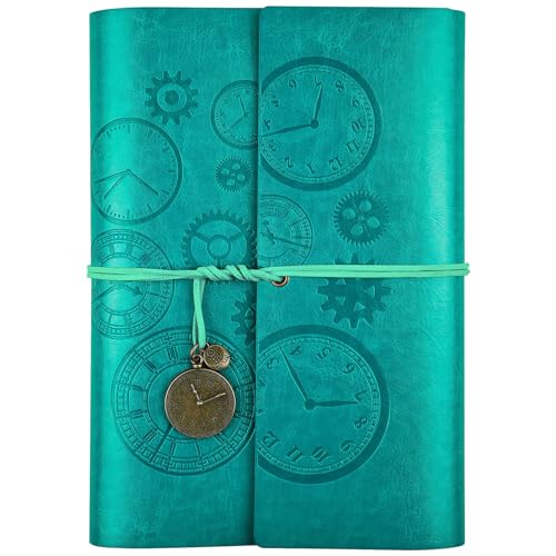 Asten Leather Writing Journal, Refillable Notebook with Lined Pages Vintage Travelers Notebook, Gift for Men and Women 9.1 x 6.5inch（A5, Blue